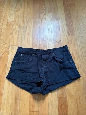 Amuse Society Black Distressed Cuffed Jean Shorts